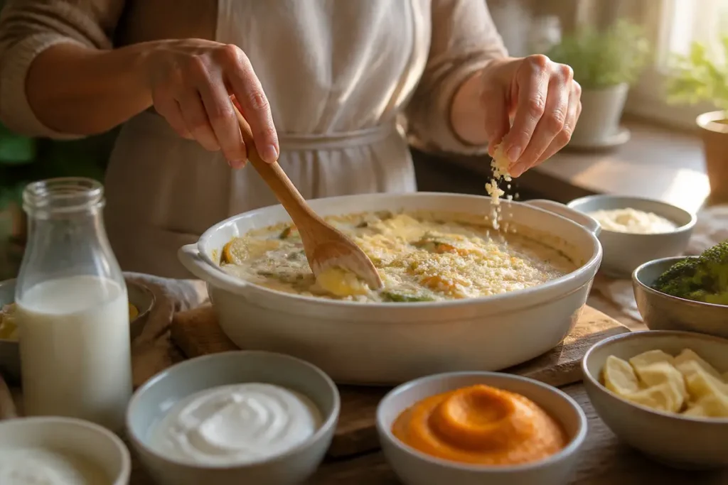 Gratin crémeux préparé sans crème fraîche