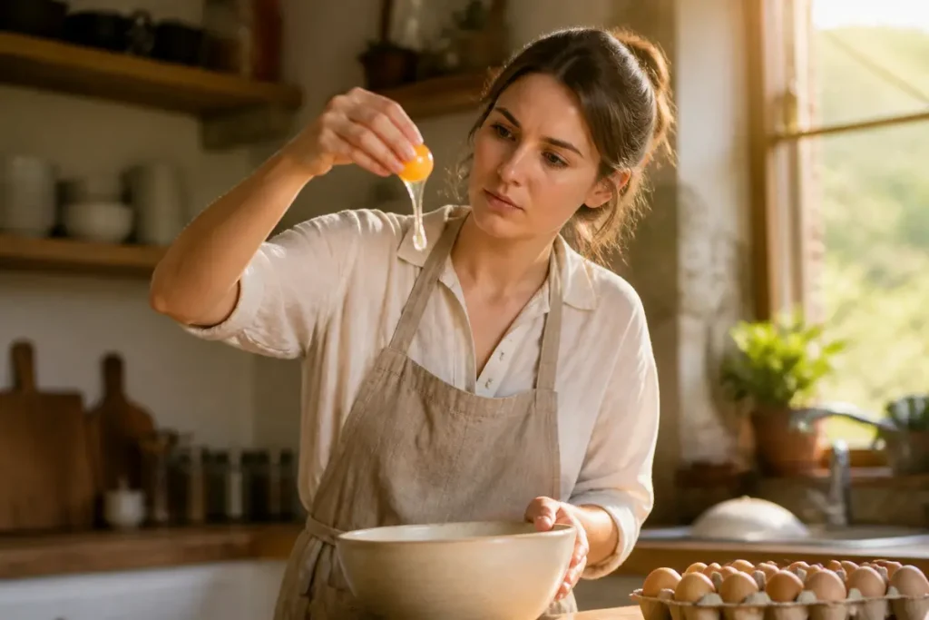 Boîte d’œufs et œufs frais en cuisine