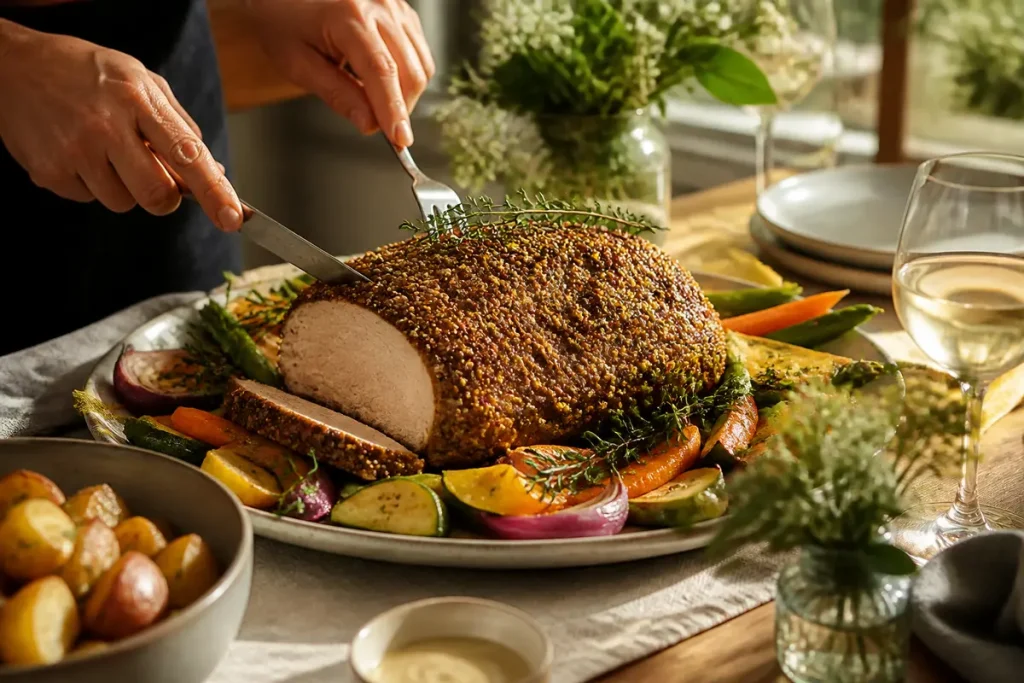 Quel accompagnement avec un rôti de porc à la moutarde ?